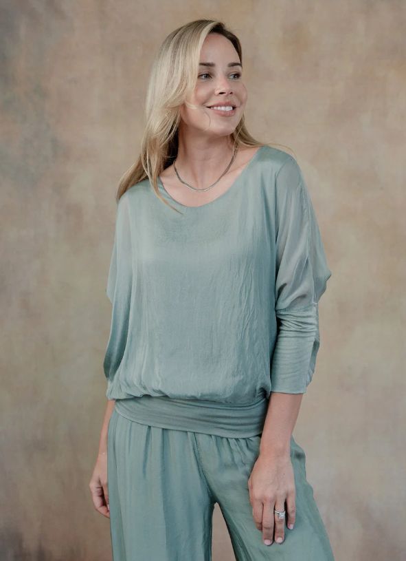 Cassandra Silk Top - Sage