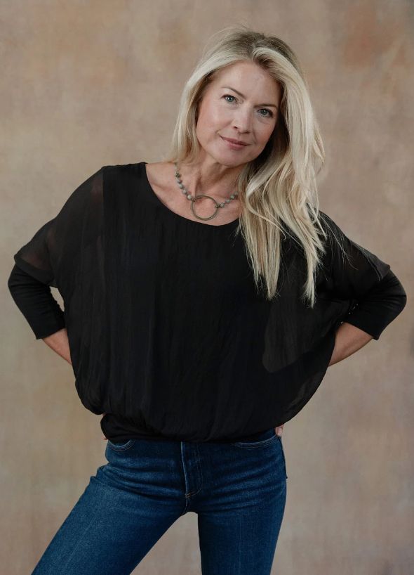 Cassandra Silk Top - Black