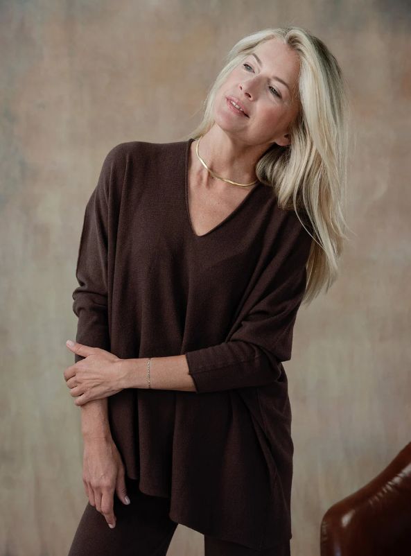 Claudia V-Neck Sweater - Espresso