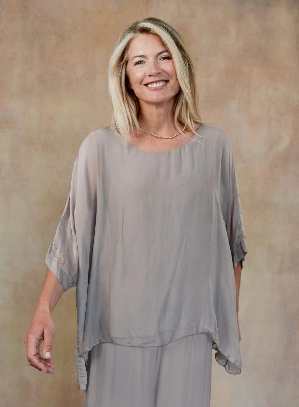 Martina Silk Top - Taupe