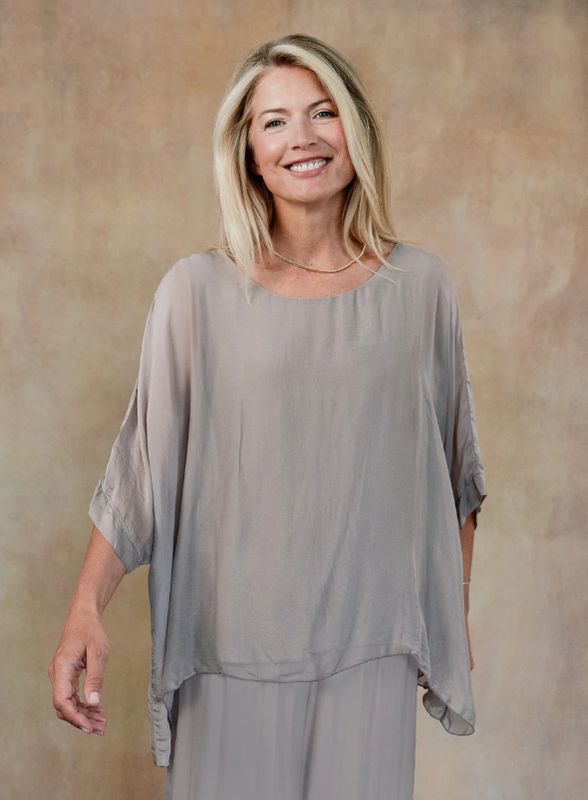 Martina Silk Top - Taupe