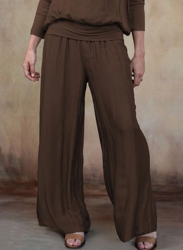 Madelyn Silk Pants - Espresso