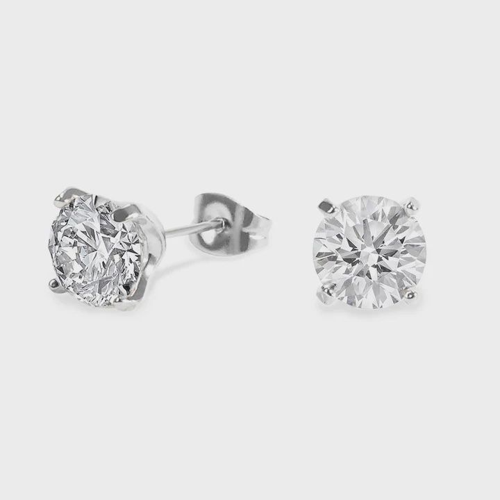 Silver Stainless Stud Earring 8mm