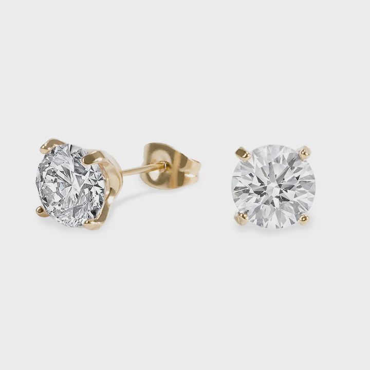 Gold Stainless Stud Earrings 8mm