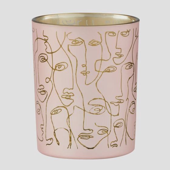 Abstract Face-Glass Hurricane Vase-Pink