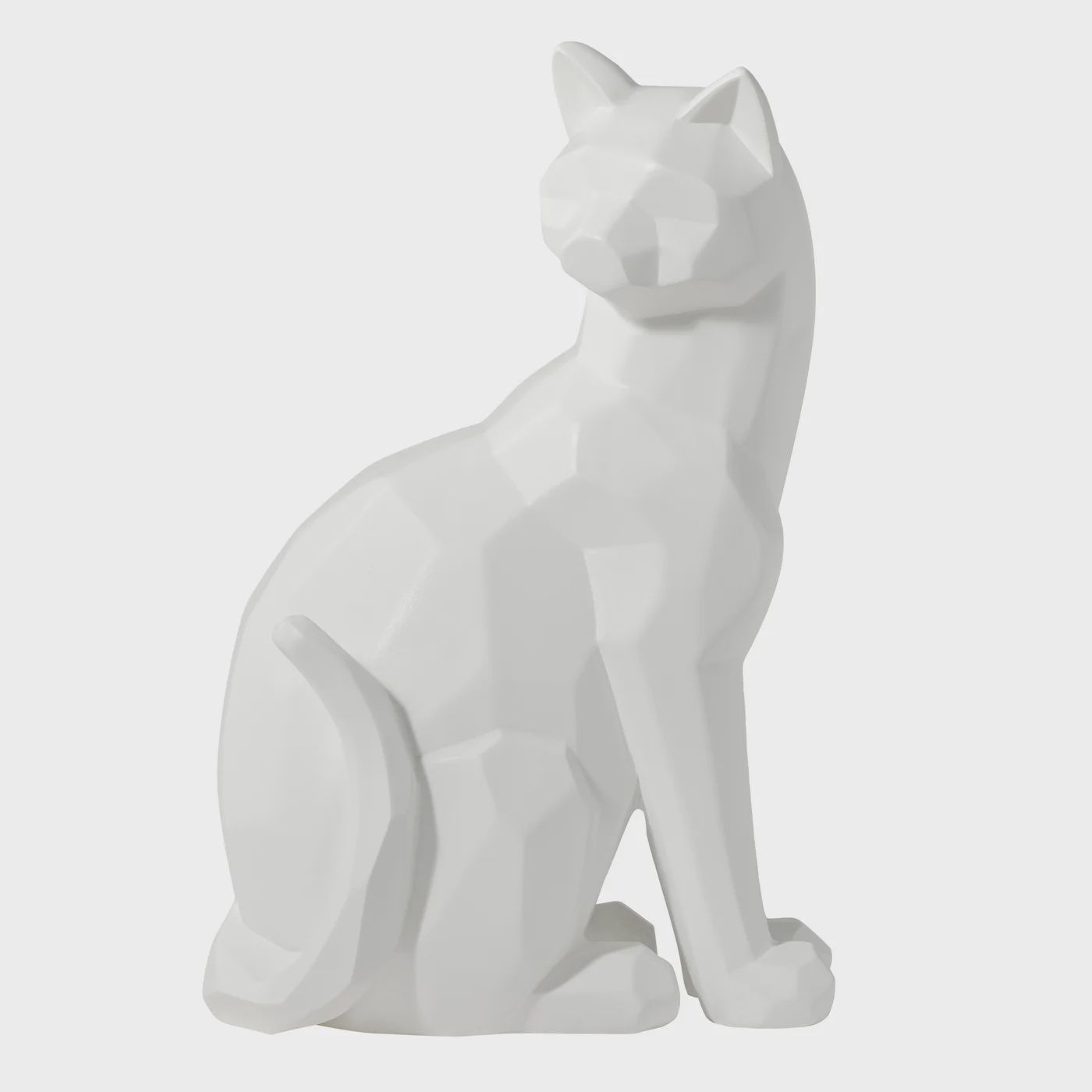Sitting Cat Sculpture-White
