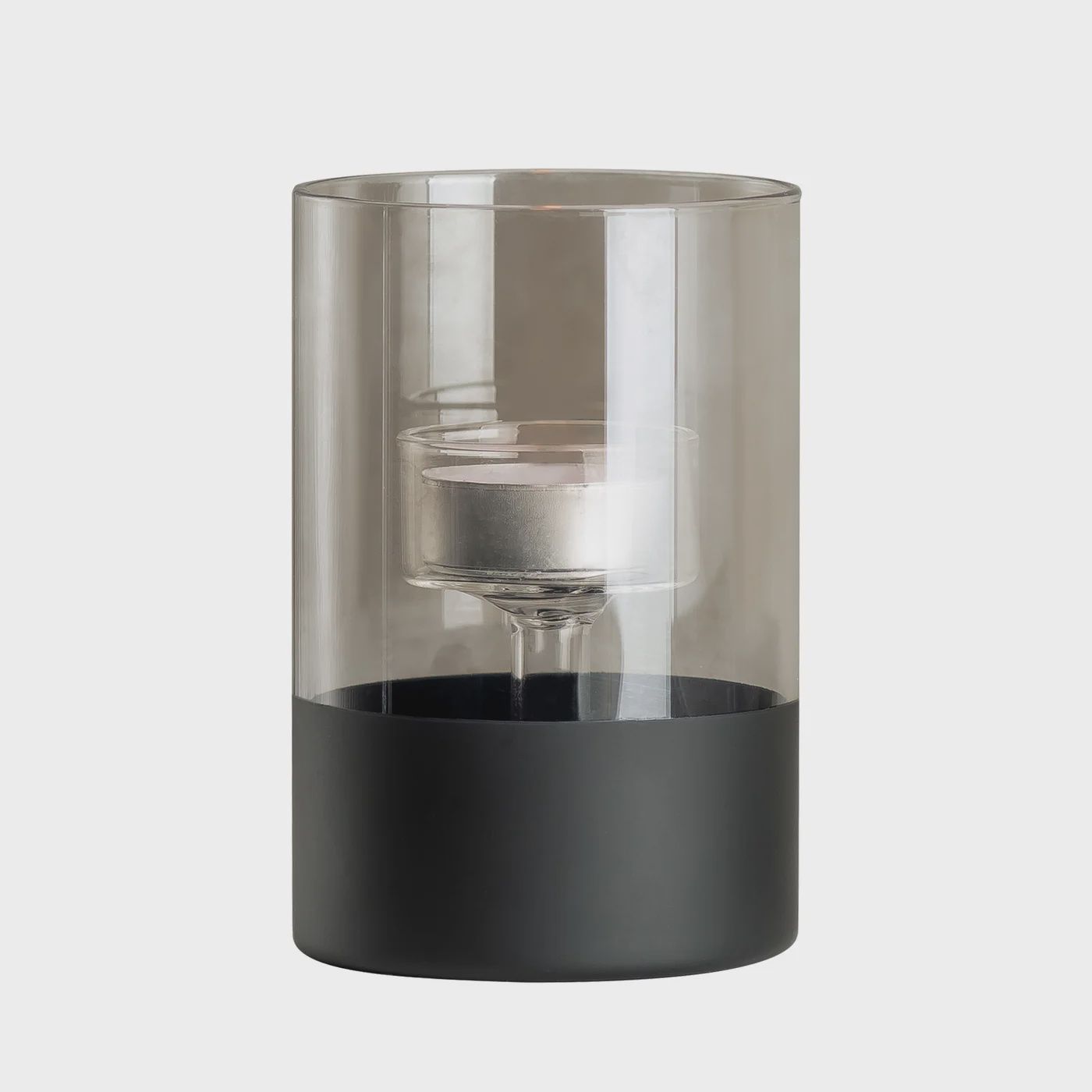 Onyx Base Smoke Glass Cylinder 5h&quot; Tealight Holder