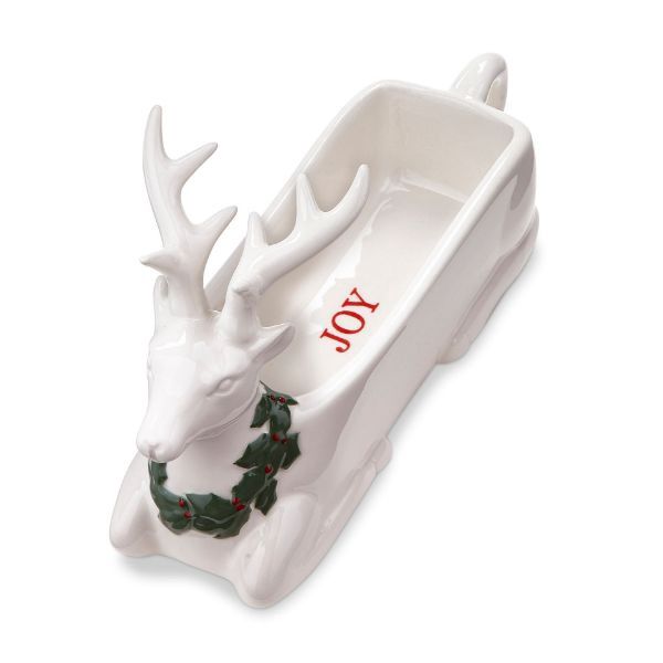 Farmhouse Deer Cracker Dish - White