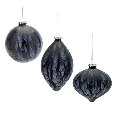 Ornament (3 Asst) 4&quot;D, 5&quot;H, 6&quot;H Glass