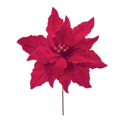 Poinsettia Stem 24&quot;H- Red