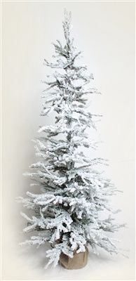 Flocked Tree w/Burlap 48&quot;H