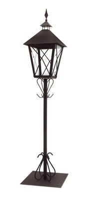 Lantern w/Post 67&quot;H Iron/Glass - BK
