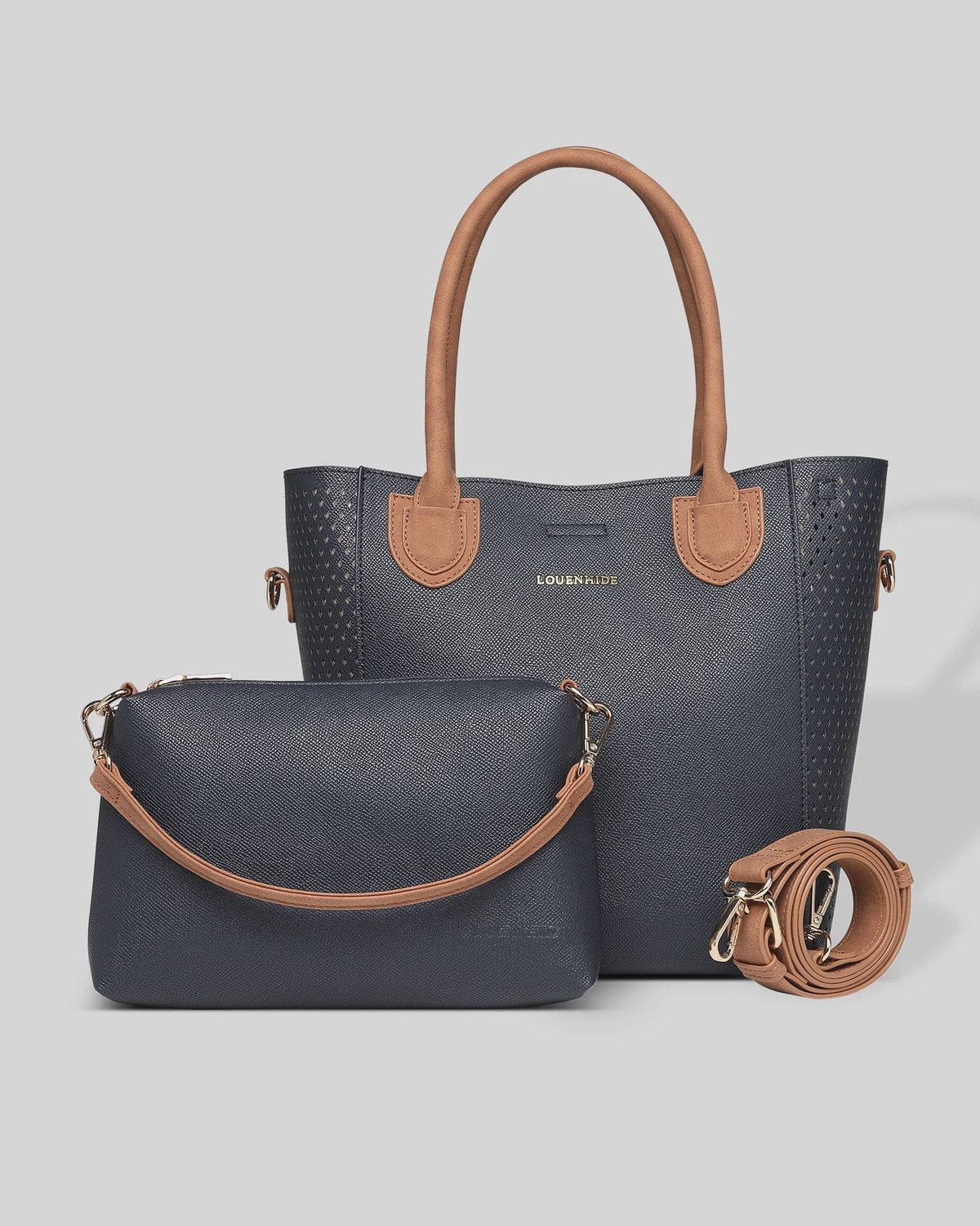 Dublin Tote Bag - Navy Tan
