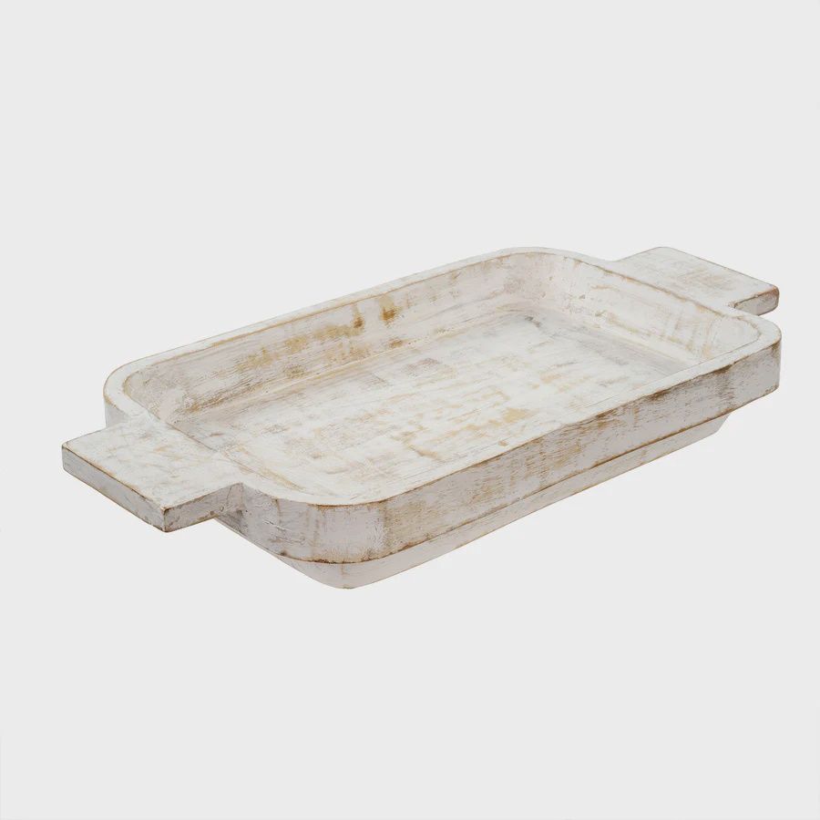 Whitewashed Dough Bowl L