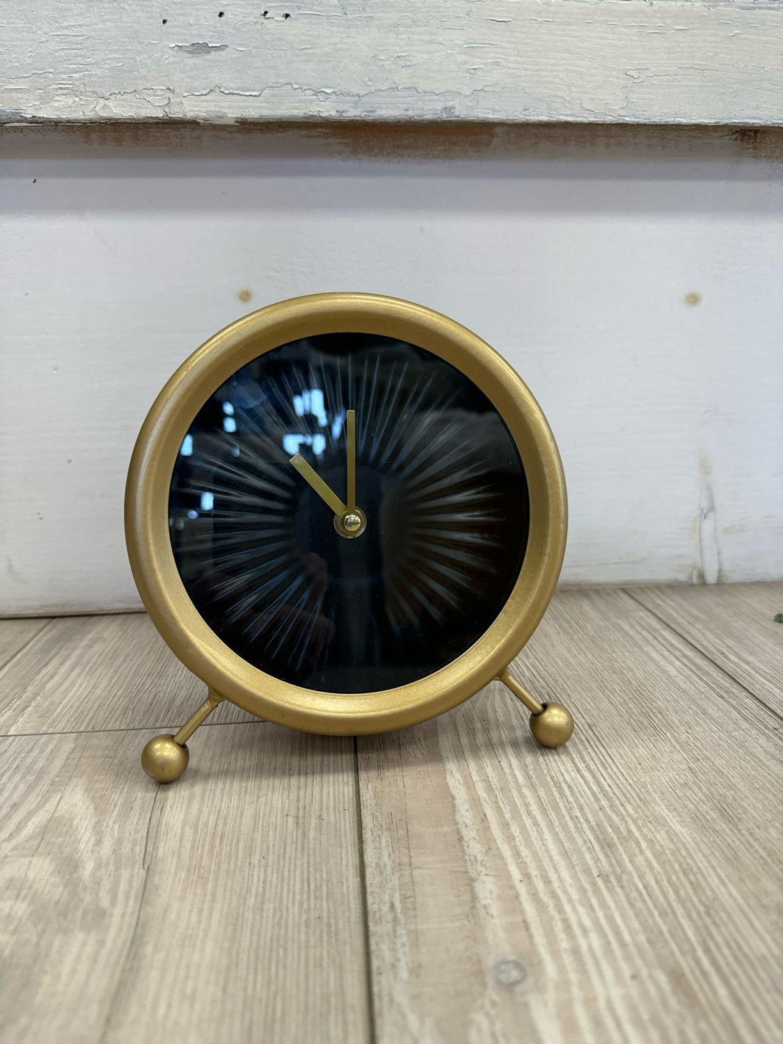 Gold Desk Clock Iron/Glass