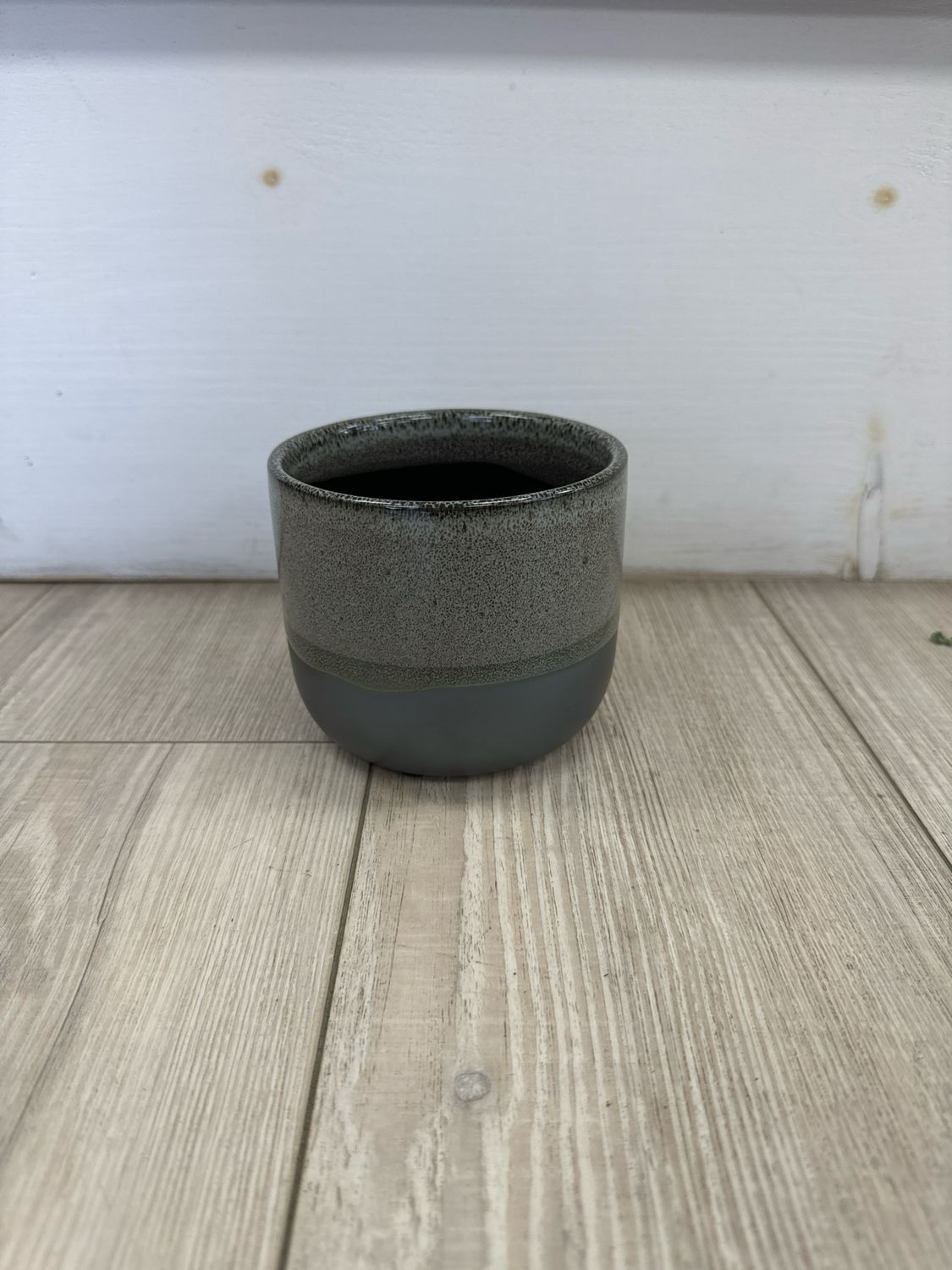 Tolo Two Toned Glaze 4.5&quot;D Ceramic Drop Pot - Grey
