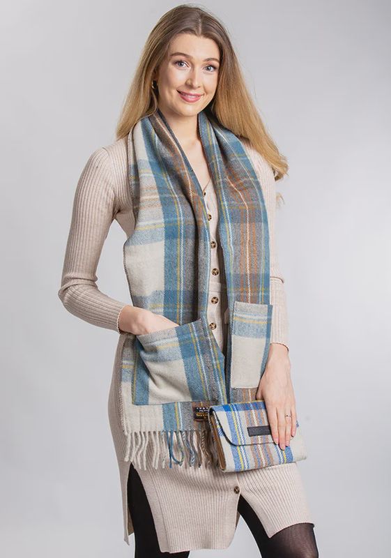 Stewart Muted Blue Pocket Scarf