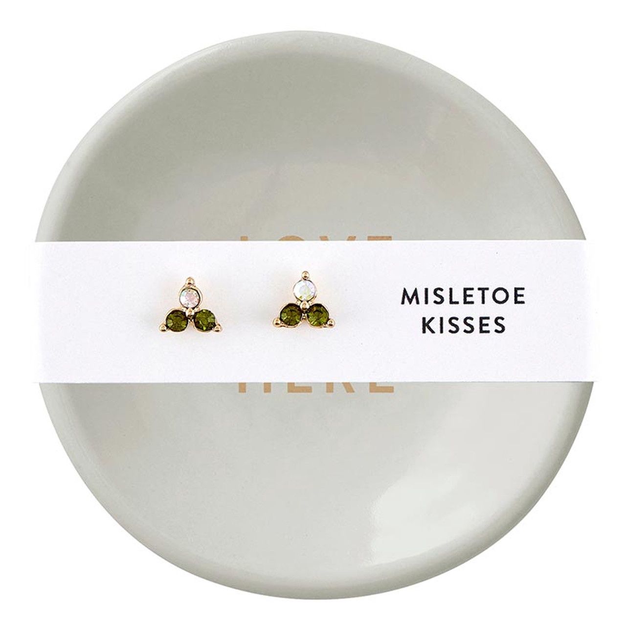 “Holiday Stud Earrings &amp; Trinket Tray - Mistletoe Kiss