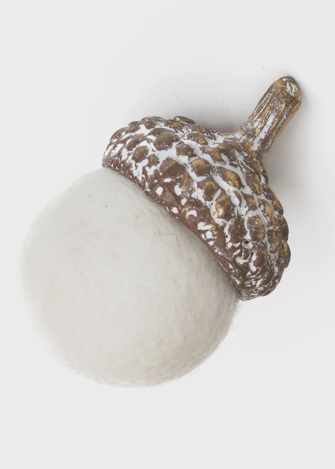 Small Wool Acorn Decor White