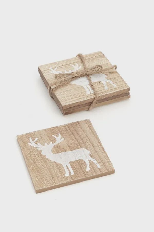 Deer Natural/White Coasters