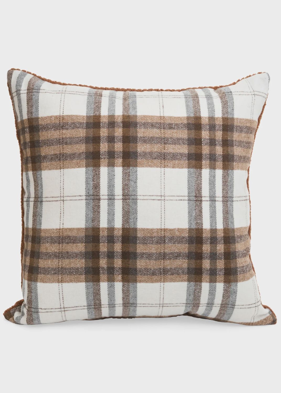 Check Pattern Brown/White Cushion 18x18
