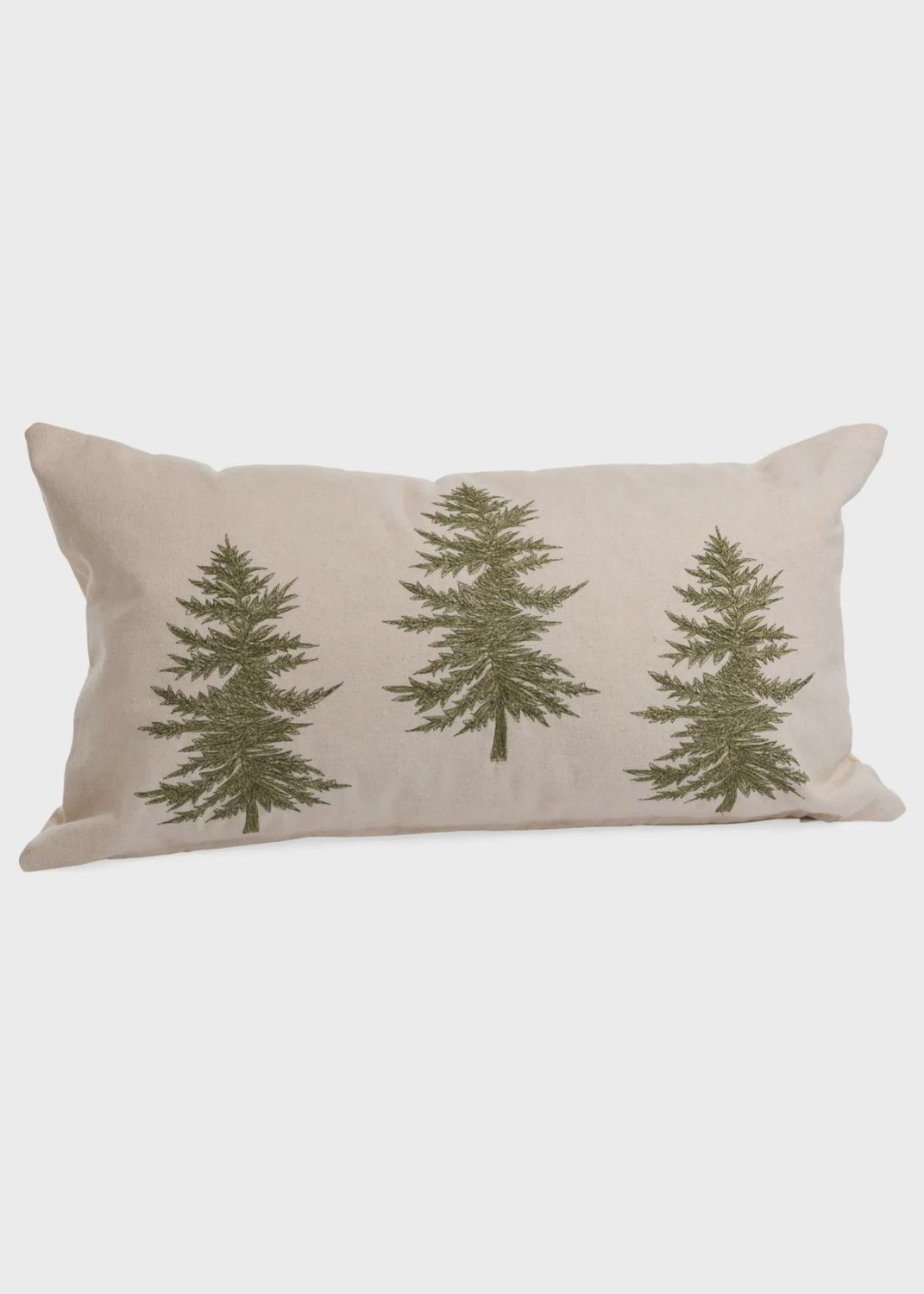 Tree Emb Ecru/Green Cushion 12x22