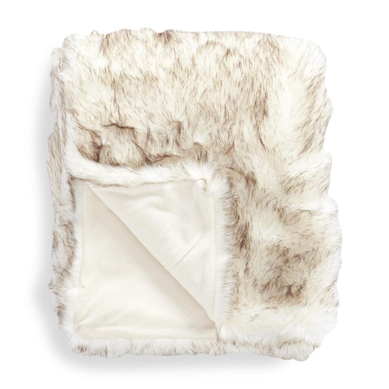 Cream Faux Fur Throw Blanket 60"