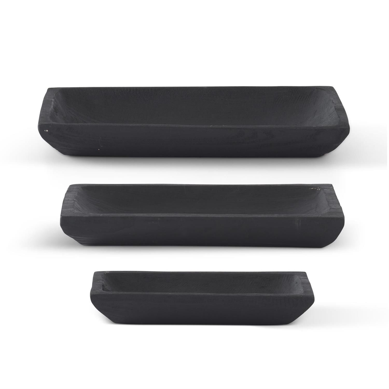 Black Carved Paulownia Tray Medium