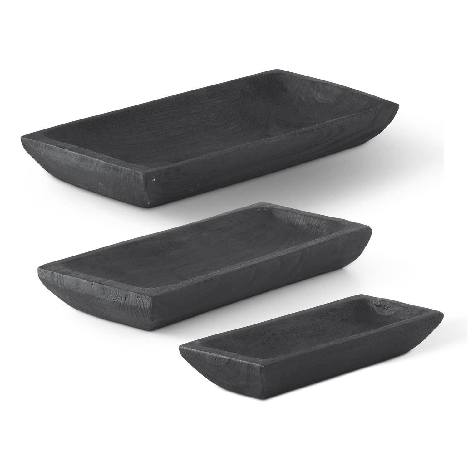 Black Carved Paulownia Tray Large