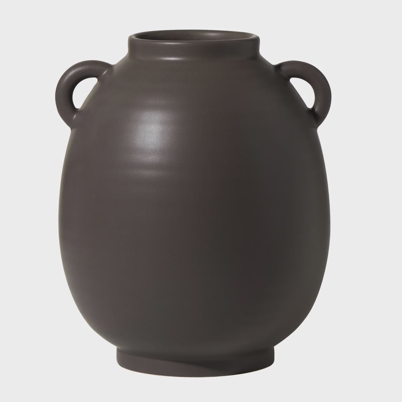 Capri Double Handle 9h&quot; Oval Vase - Matte Brown