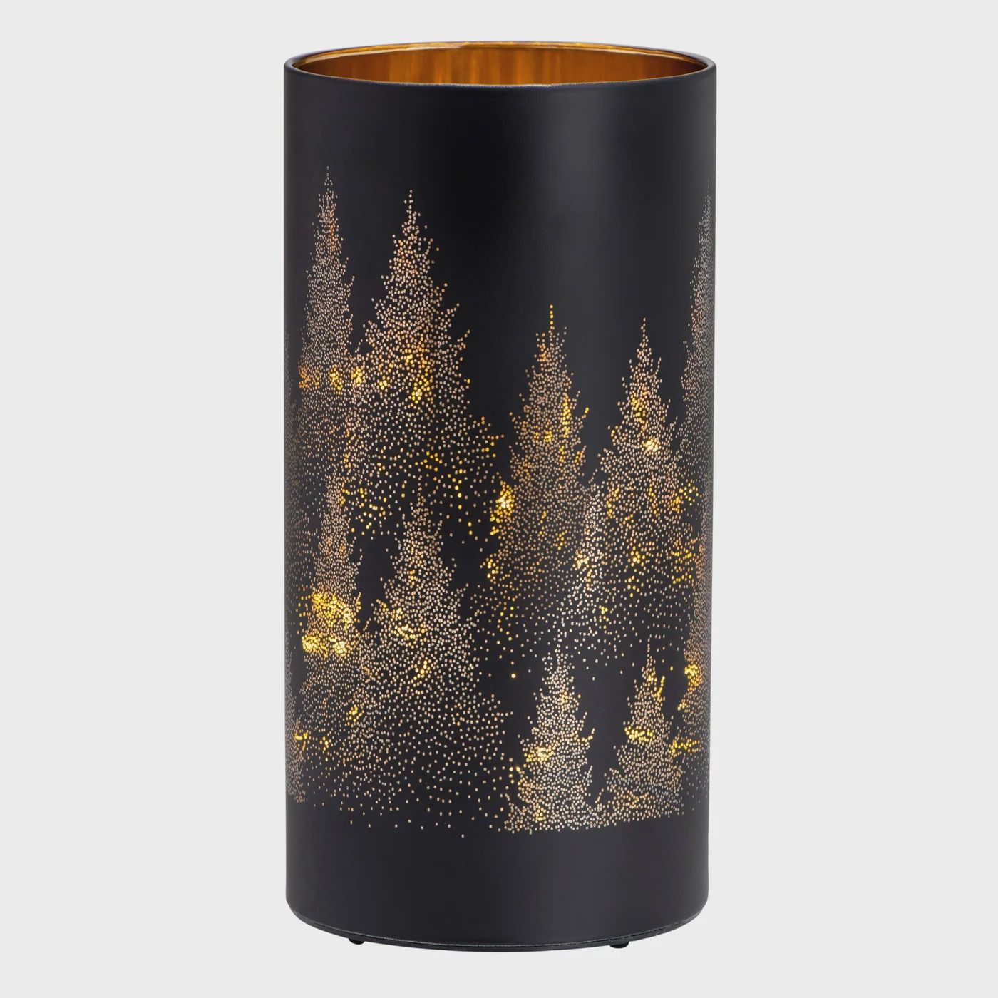 Tree Design Black Glass 4x8&quot; LED Hurricane Lamp