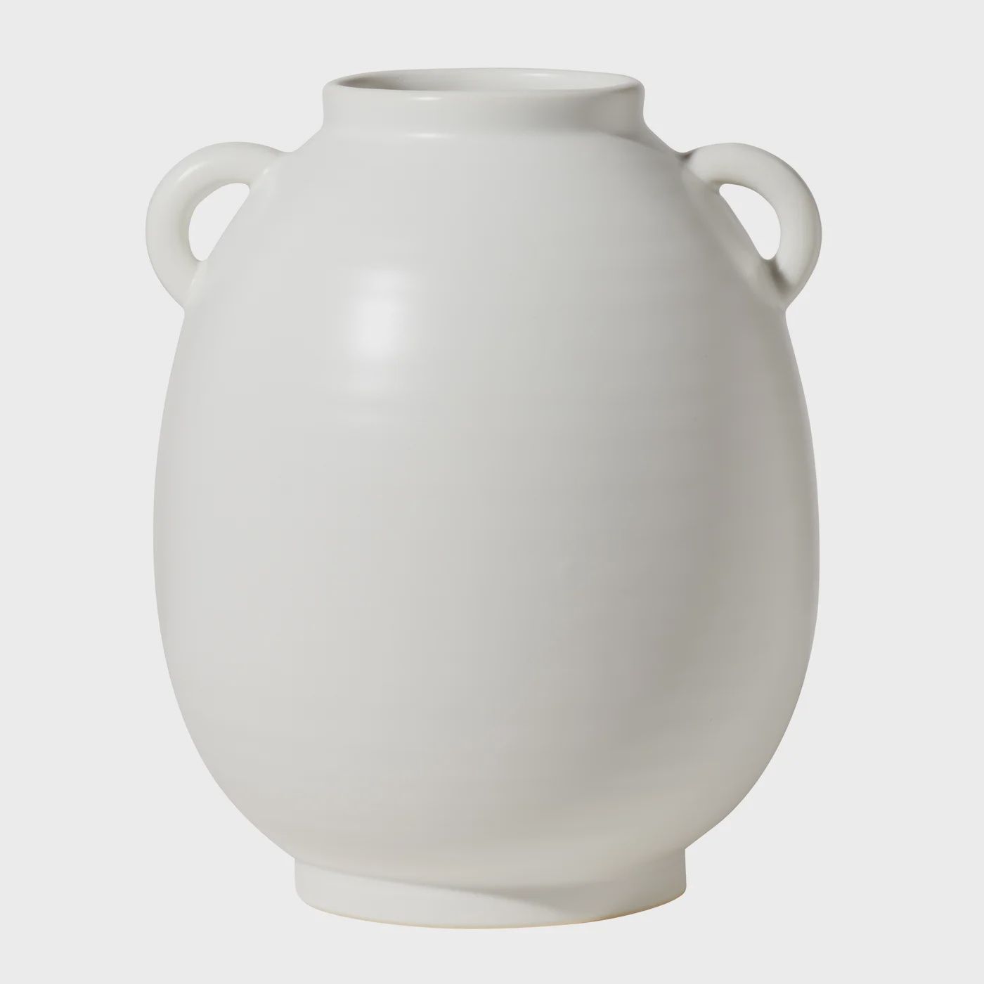 Capri Double Handle 9h&quot; Oval Vase - Matte White
