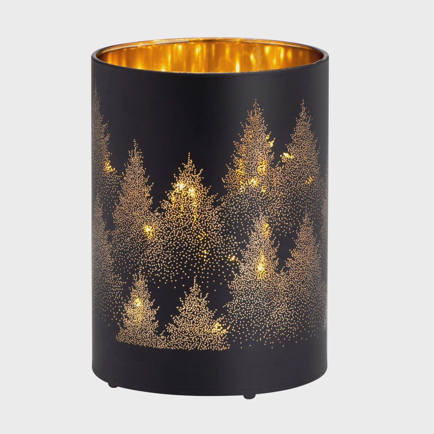 Tree Design Black Glass 3.5x5&quot; LED Hurricane Lamp