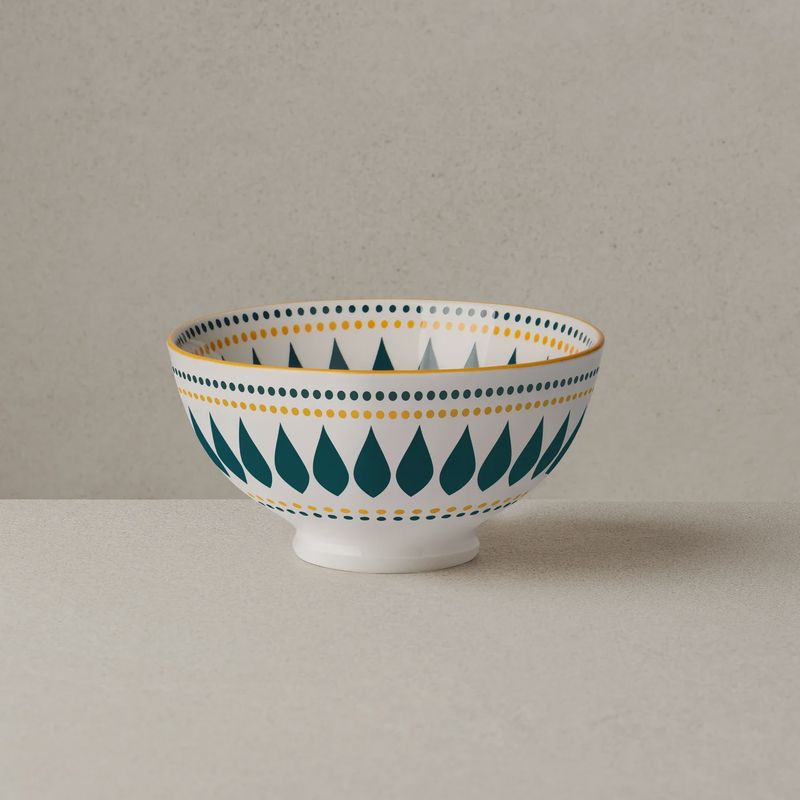Kiri Porcelain 22 oz 6&quot; Dia Bowl - Petal Dot Daisy