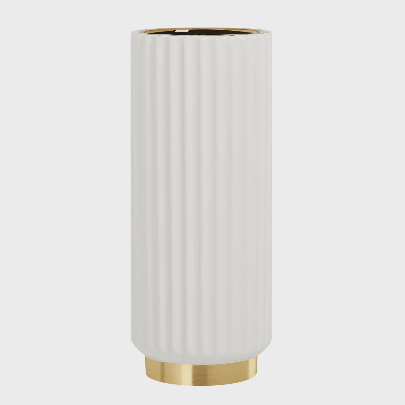 Talia Ribbed Gold Trim 12.5h&quot; Vase