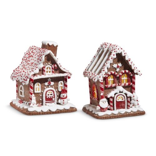 7&quot; Lighted Peppermint Gingerbread House Snowman