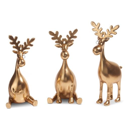 12.75&quot; Gold Moose With Glasses Sitting