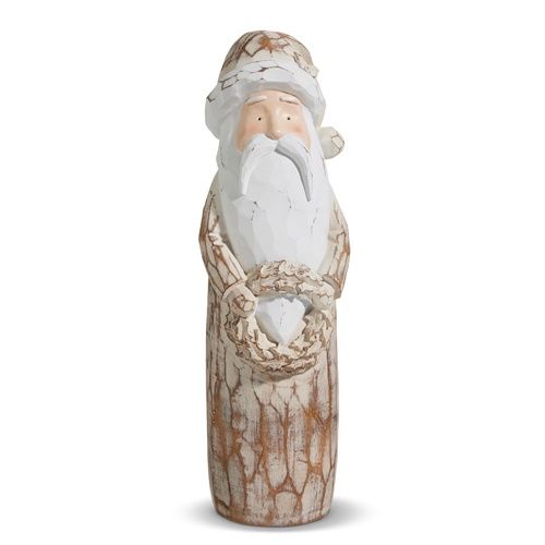 17&quot; Natural Distressed Carved Santa