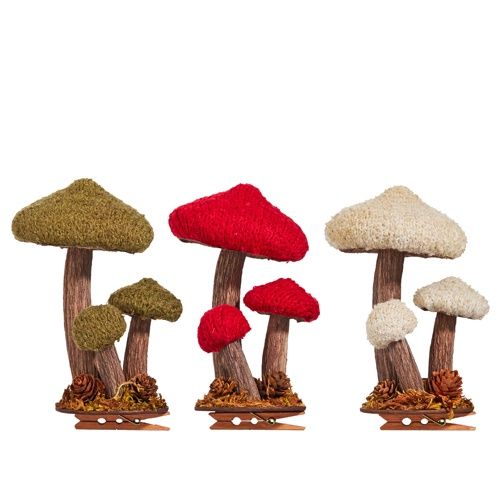 3&quot; Clip-On Mushroom Orn Cream