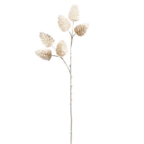 34&quot; White Pinecone Spray