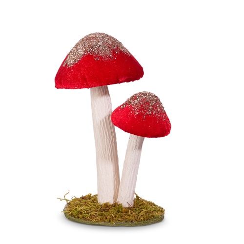 6.5&quot; Red Mushroom Cluster
