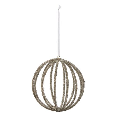 5&quot; Silver Beaded Ball Ornament