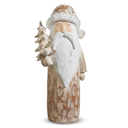 21.5&quot; Natural Distressed Carved Santa