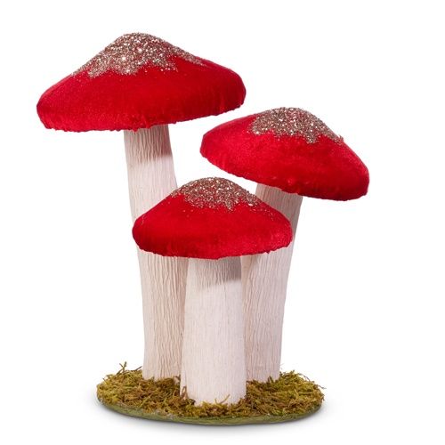 9.5&quot; Red Mushroom Cluster