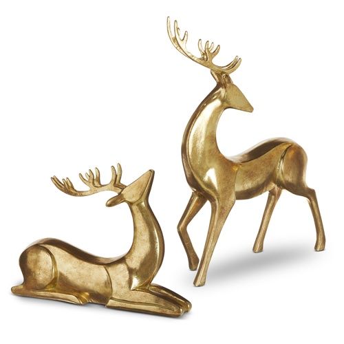 16.75&quot; Aged Gold Deer Standing