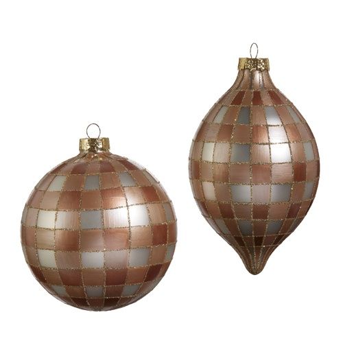 5&quot; Tan Gingham Ornament Teardrop