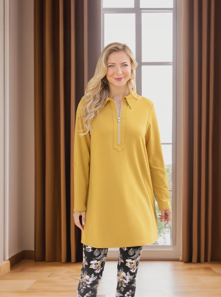 Bamboo French Terry Tunic, Colour: Mustard, Size: SM/M