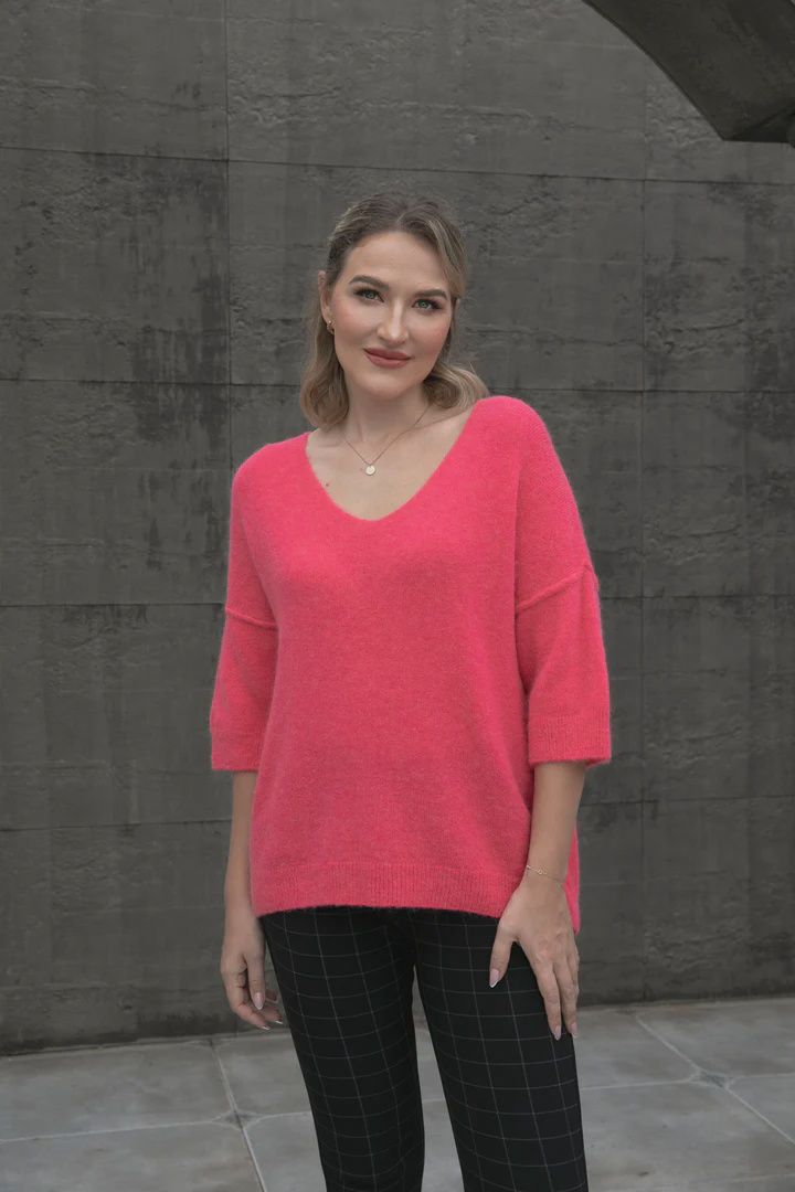 Alpaca Top Drop Shoulder, Colour: Coral, Size: O/S
