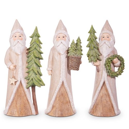 10.25&quot; Natural Santa With Tree