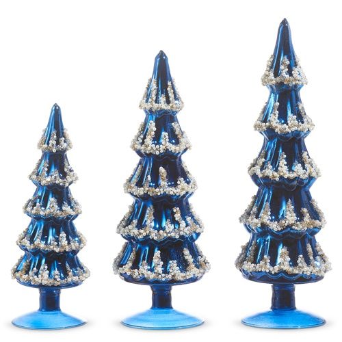 10&quot; Blue Beaded Tree Small